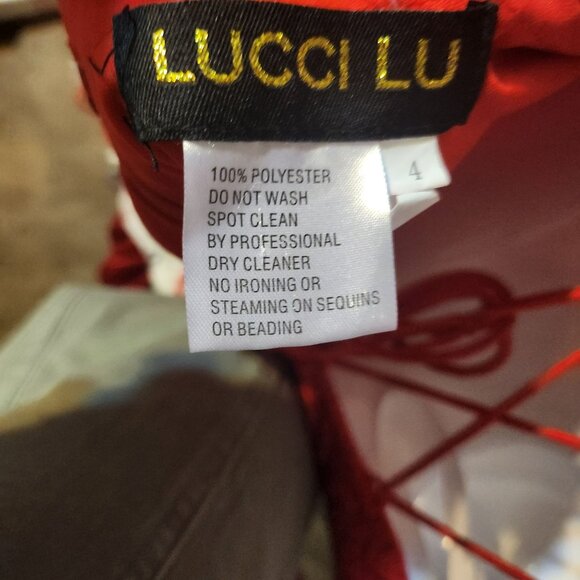 Lady in Red Confident Love Sexy Sequin Halter Dress LaceUp Back Sz 4 By Lucci Lu - Picture 6 of 7